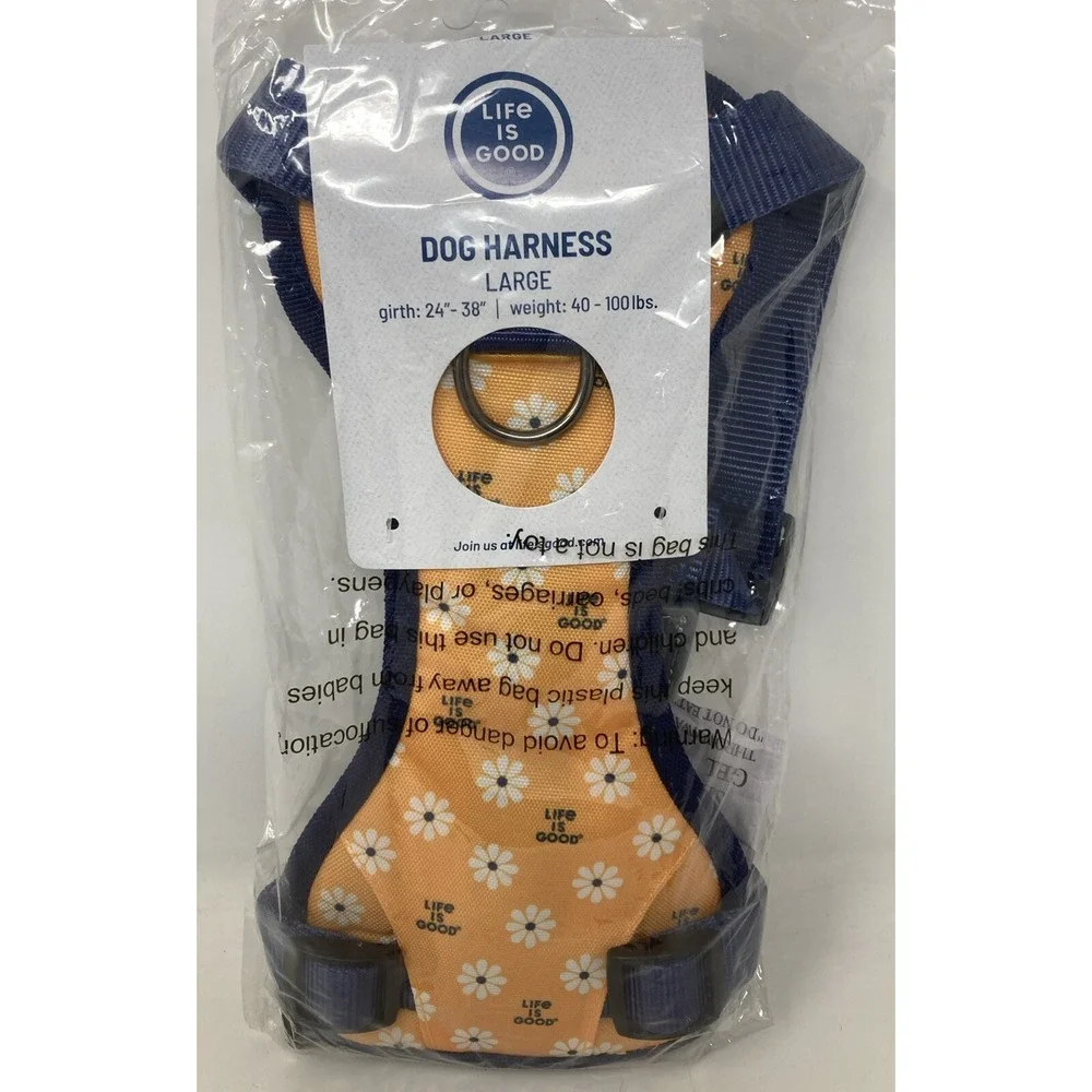 Life is Good Floral Daisy Pattern Dog Harness Size LARGE 40-100 lbs NWT 🌼